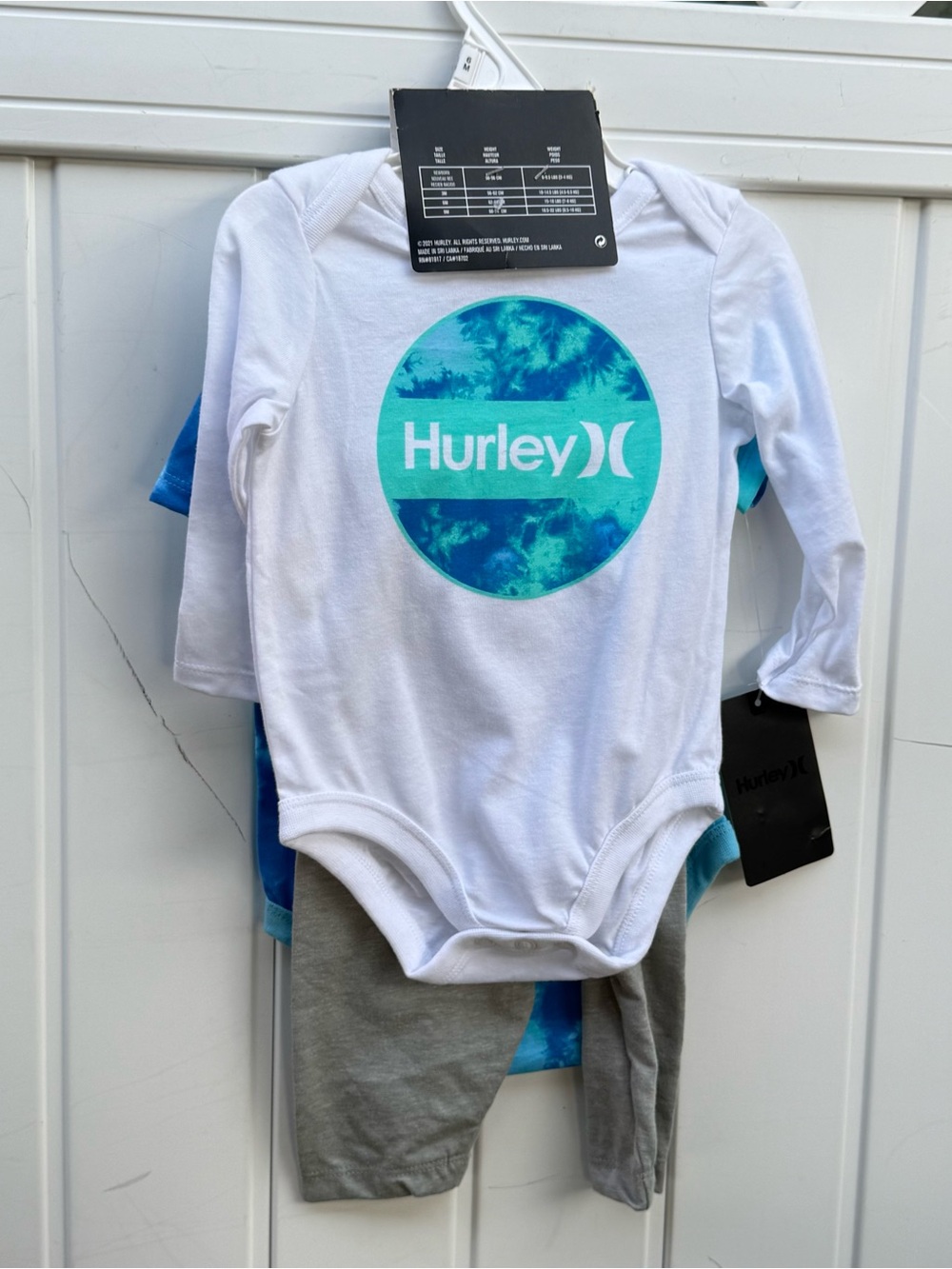 Hurley Kids Matching Set - White, Teal, Blue, Gray